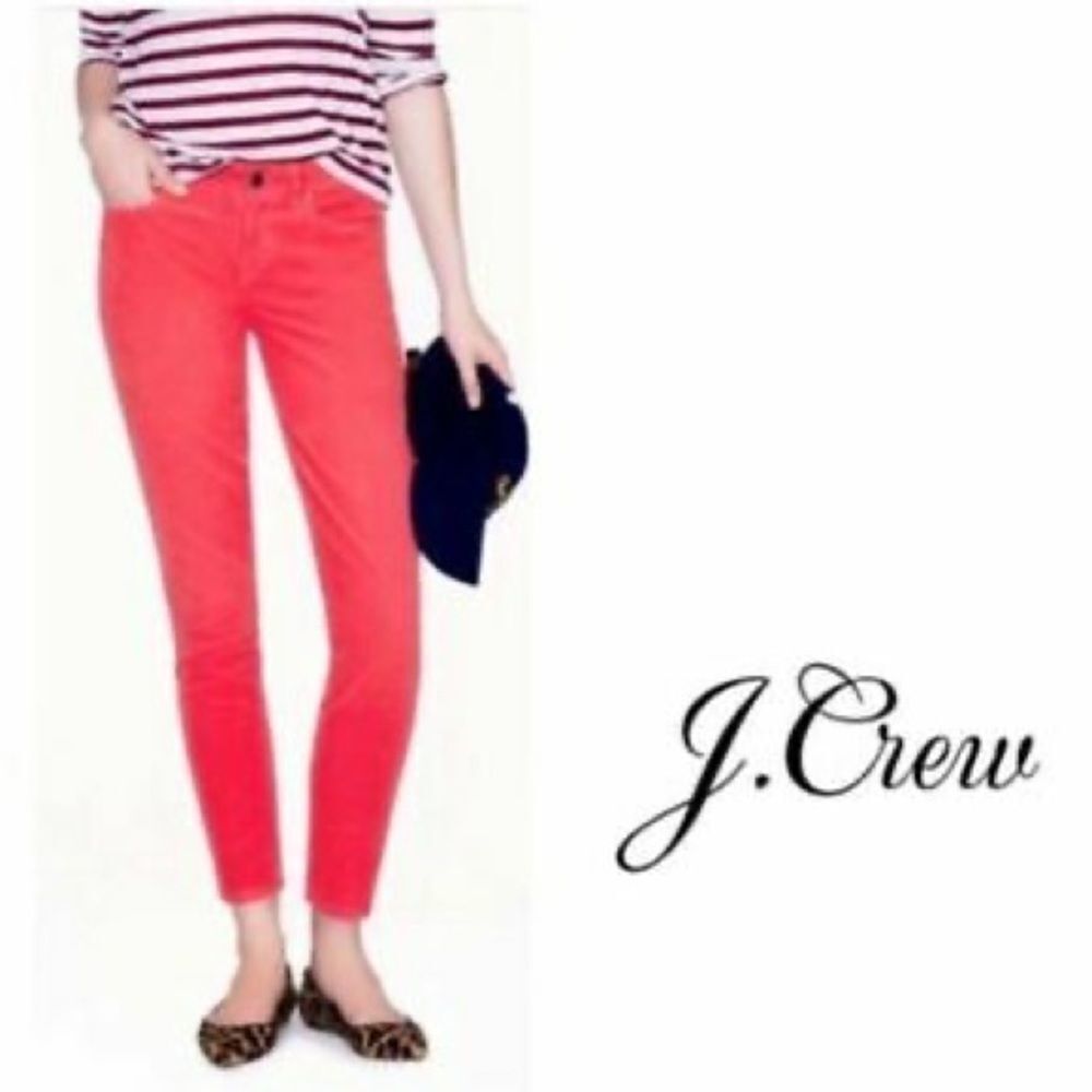 J CREW TOOTHPICK women's pink coral skinny ankle jeans